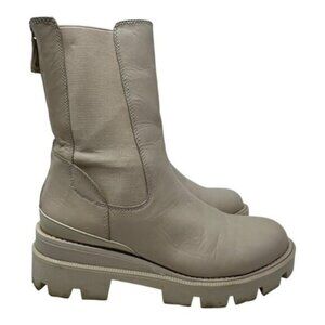 Sam Edelman Cream Leather Lug Sole Boots